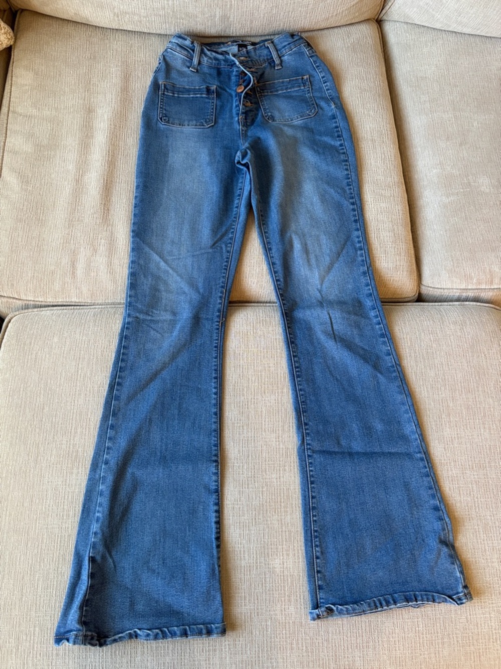 Fashion Nova Dark Blue High-Rise Flare Jeans